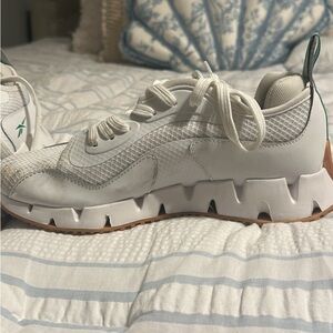 White and Green Reebok Sneakers